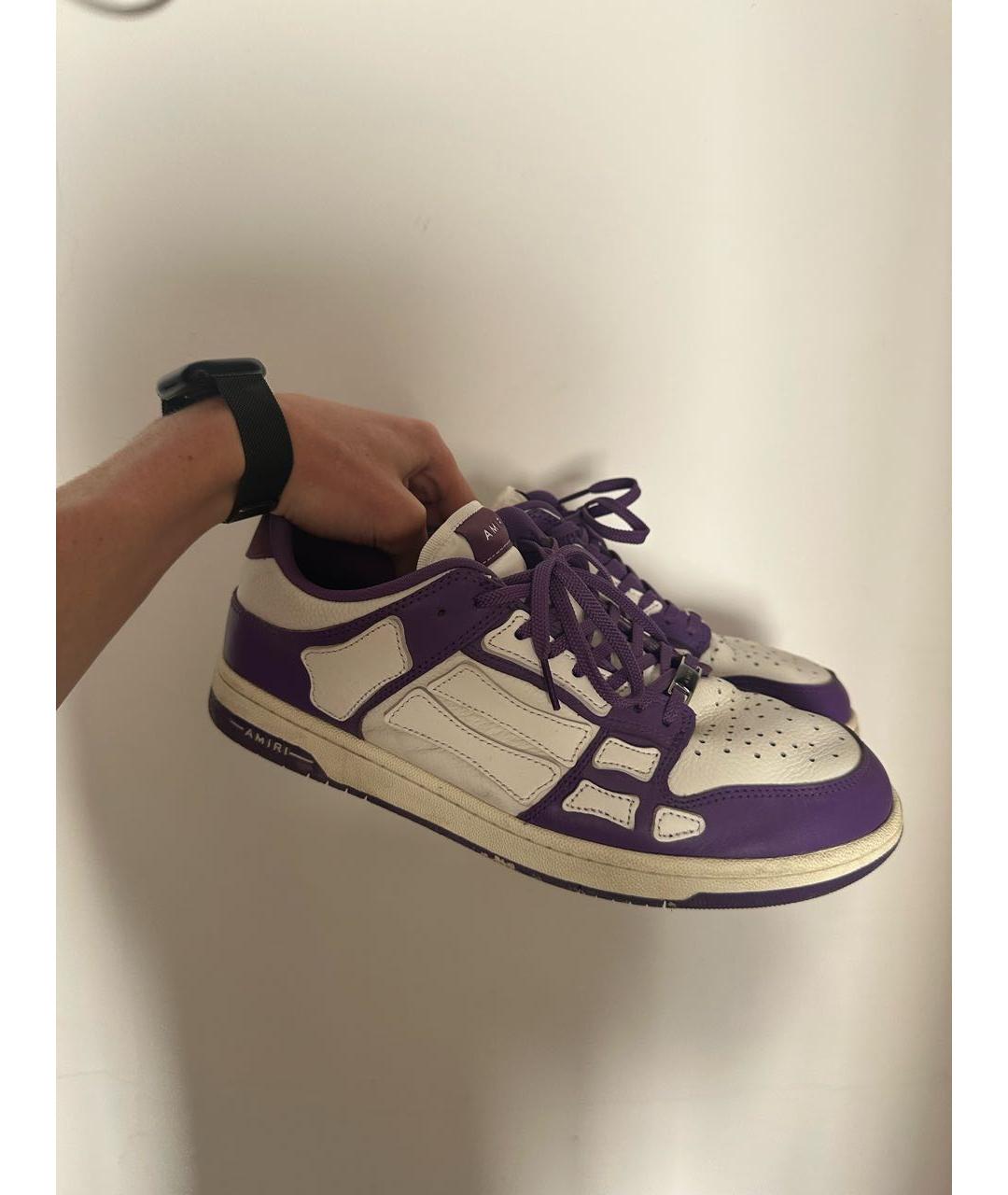 AMIRI Фиолетовые кожаные низкие кроссовки / кеды, фото 6