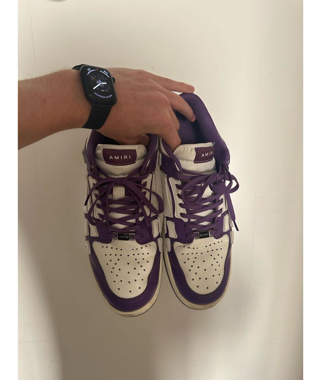 AMIRI Фиолетовые кожаные низкие кроссовки / кеды, фото 2