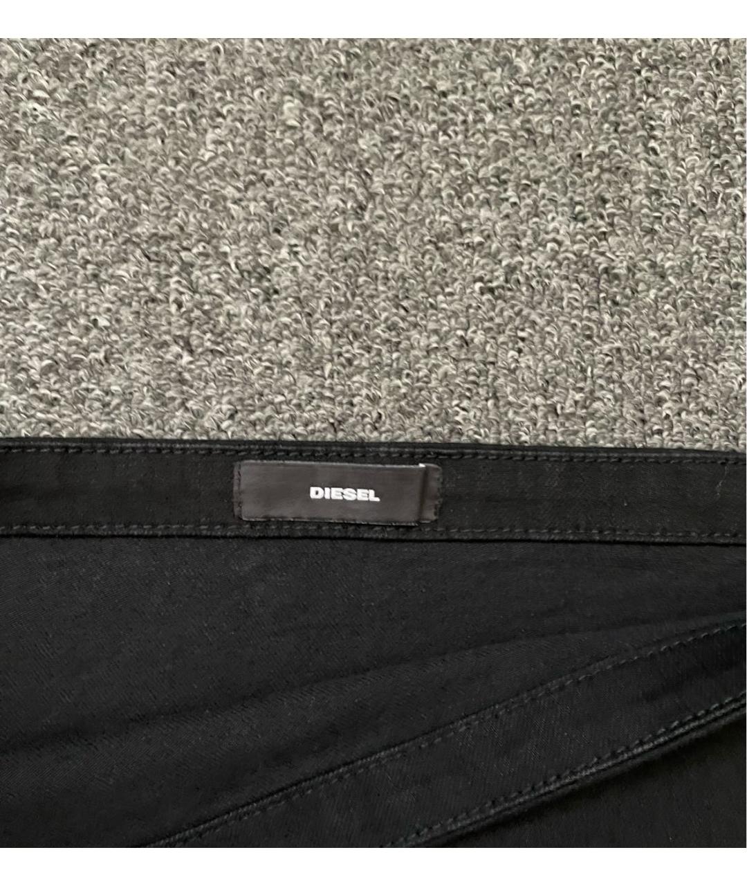 DIESEL Черная хлопко-эластановая юбка мини, фото 3