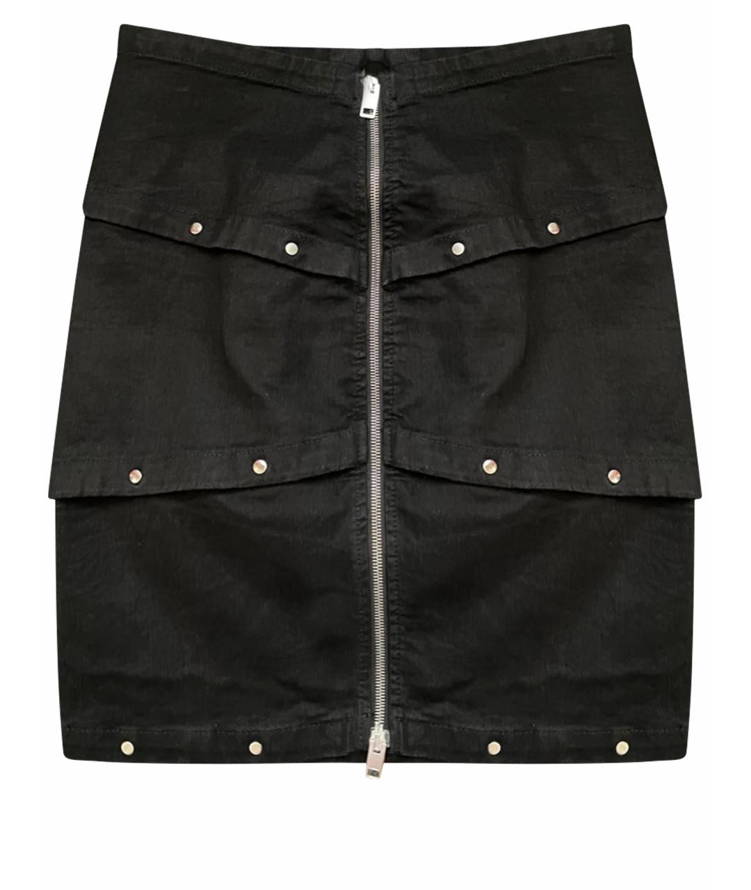 DIESEL Черная хлопко-эластановая юбка мини, фото 1