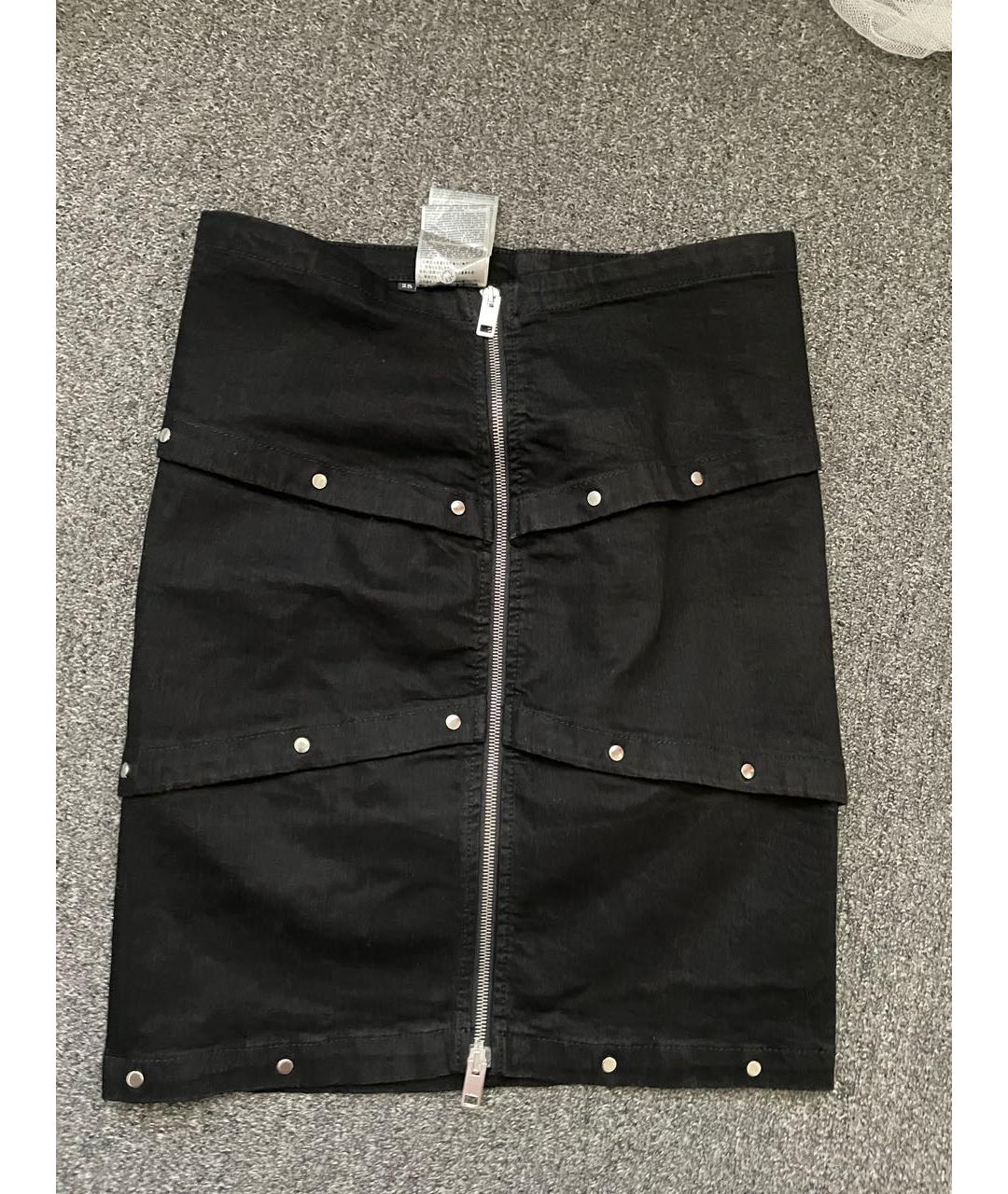 DIESEL Черная хлопко-эластановая юбка мини, фото 7