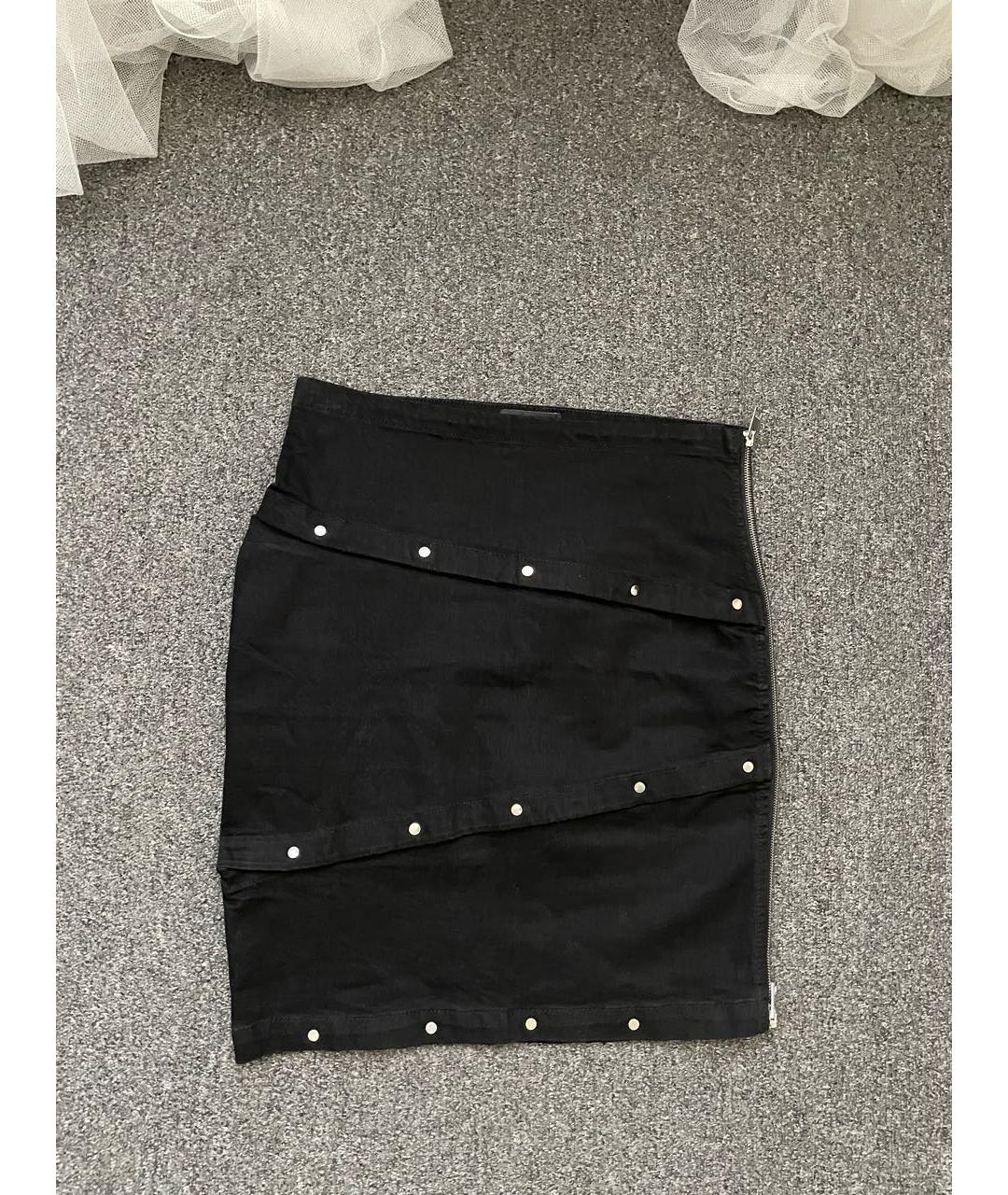 DIESEL Черная хлопко-эластановая юбка мини, фото 2