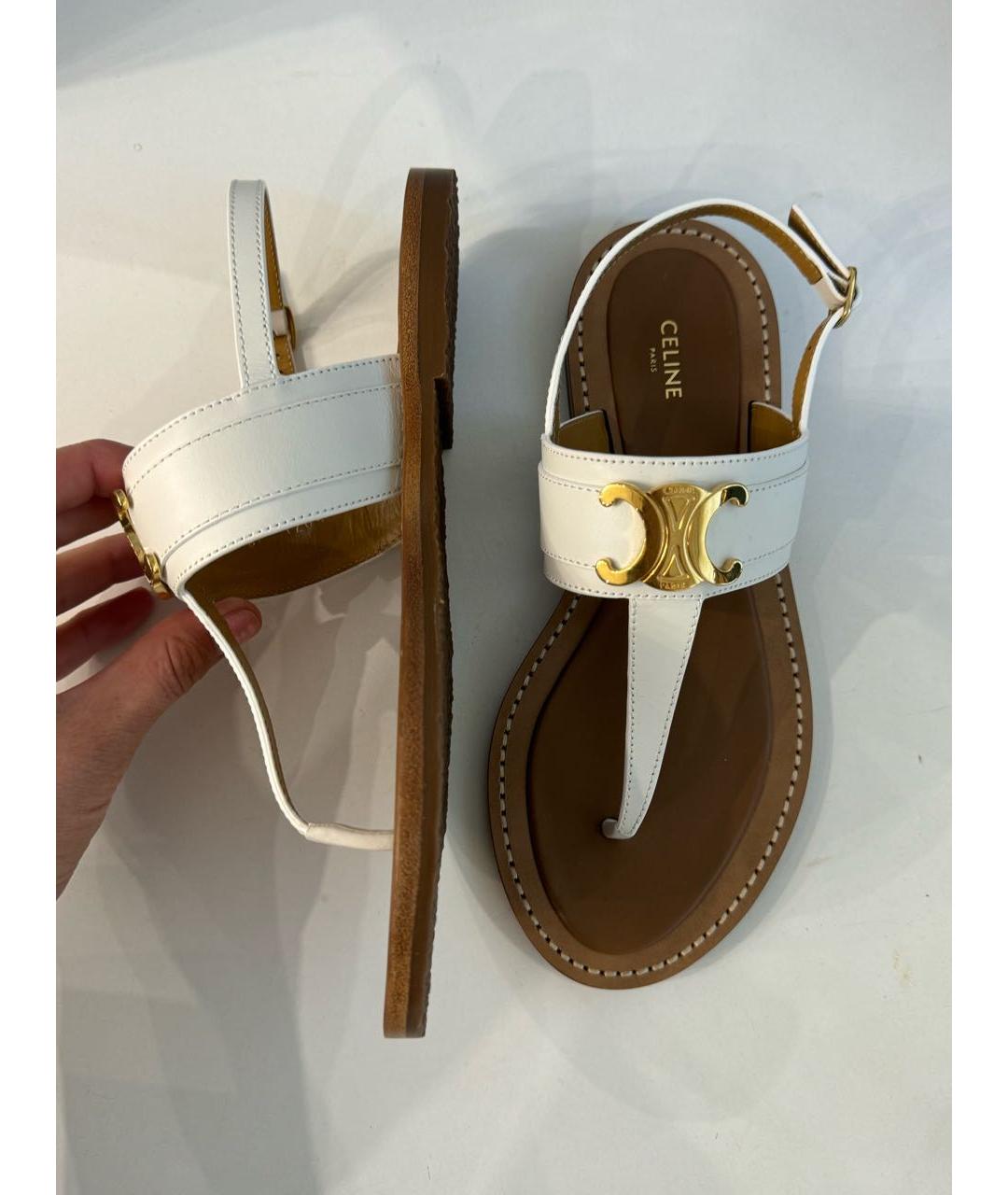 CELINE PRE-OWNED Белые кожаные сандалии, фото 3