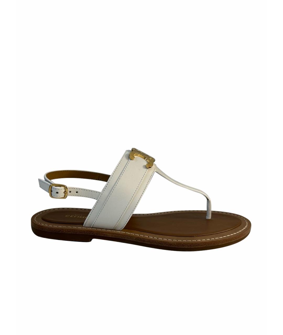CELINE Белые кожаные сандалии, фото 1
