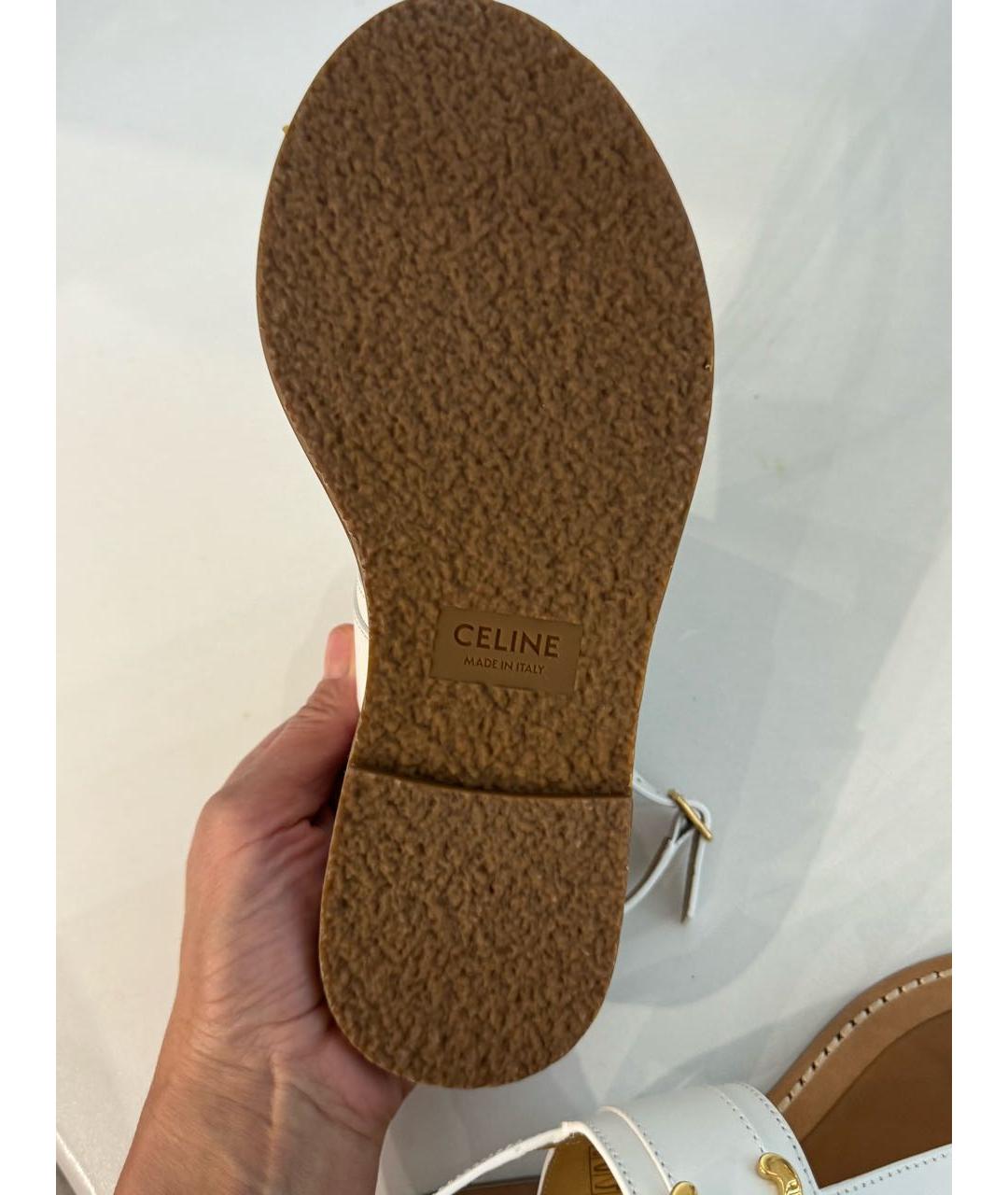 CELINE Белые кожаные сандалии, фото 6