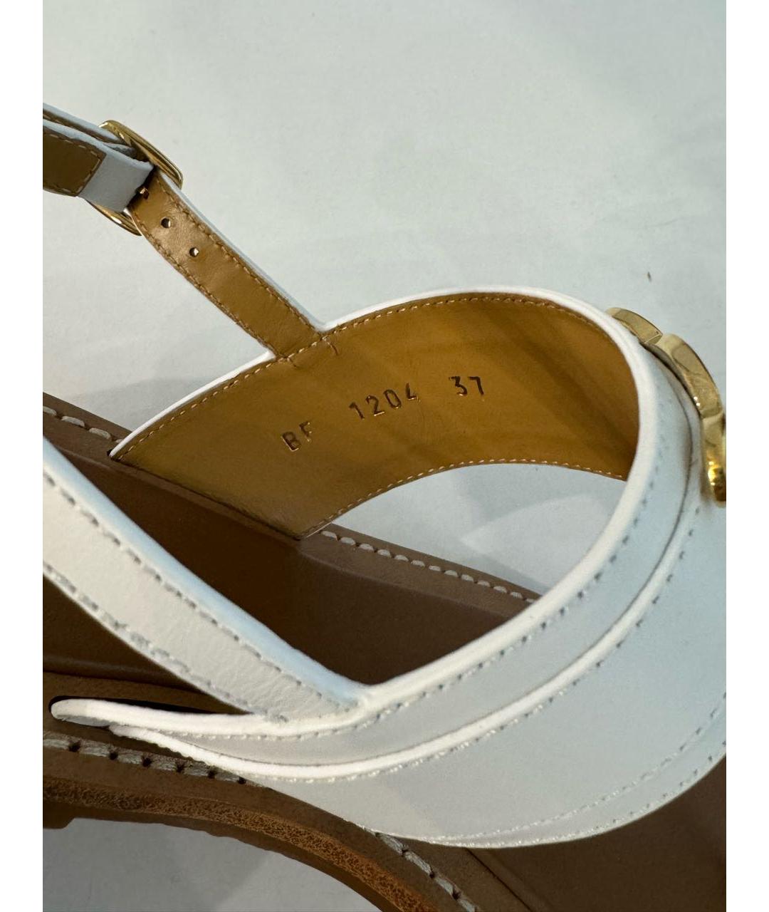 CELINE Белые кожаные сандалии, фото 4