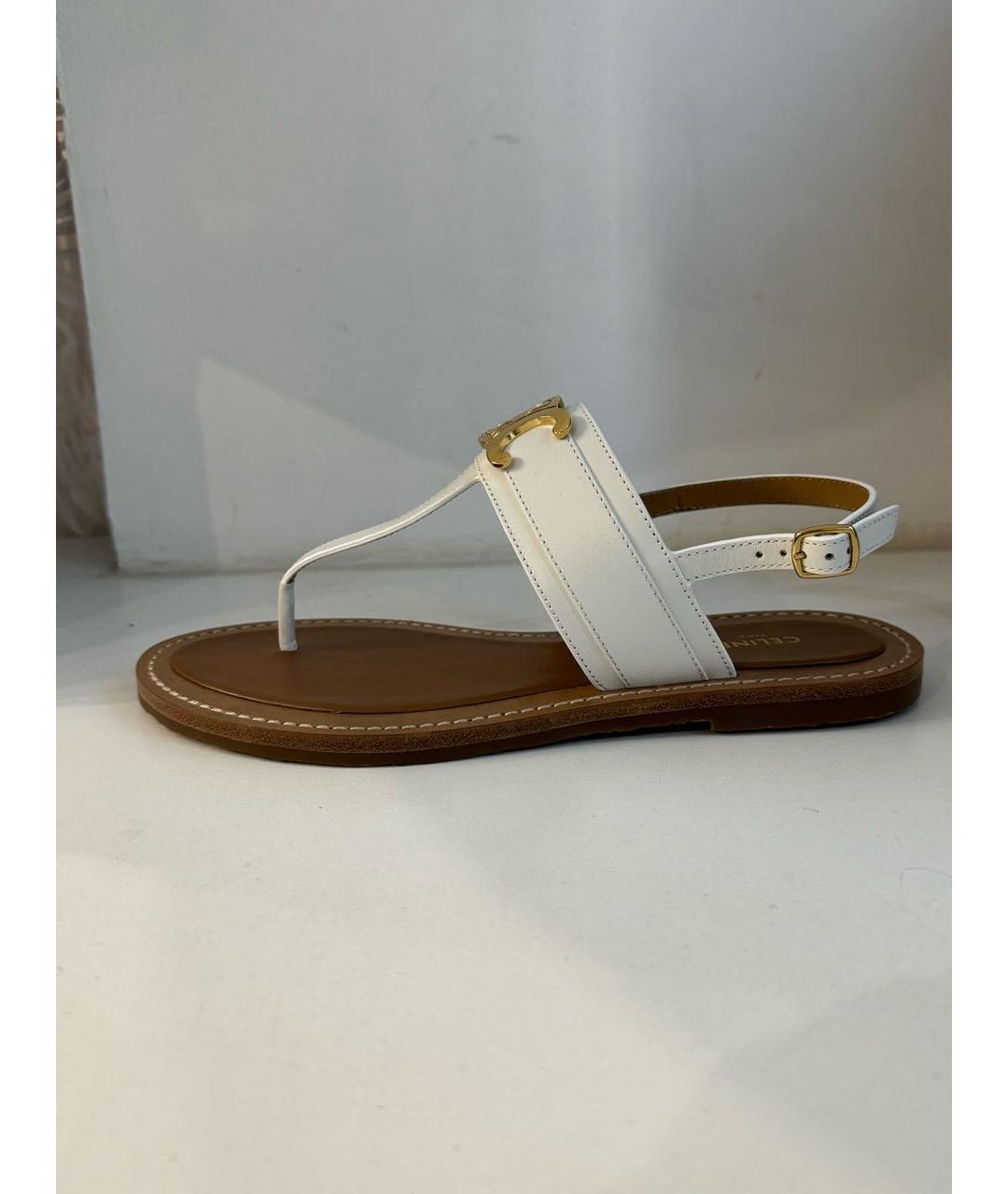 CELINE Белые кожаные сандалии, фото 8