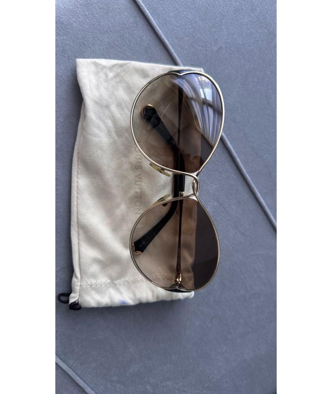 LOUIS VUITTON Коричневые металлические солнцезащитные очки, фото 4