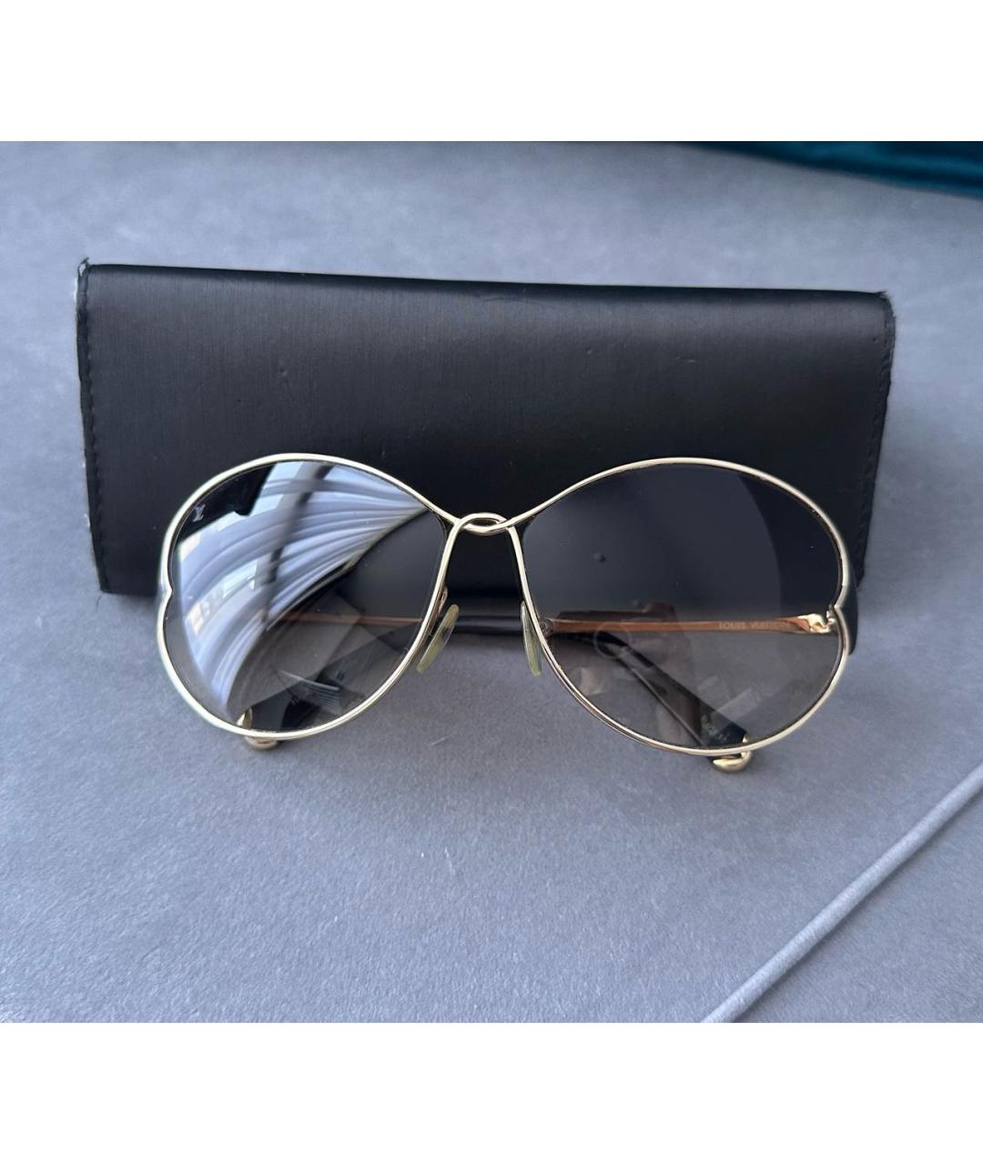 LOUIS VUITTON PRE-OWNED Коричневые металлические солнцезащитные очки, фото 9
