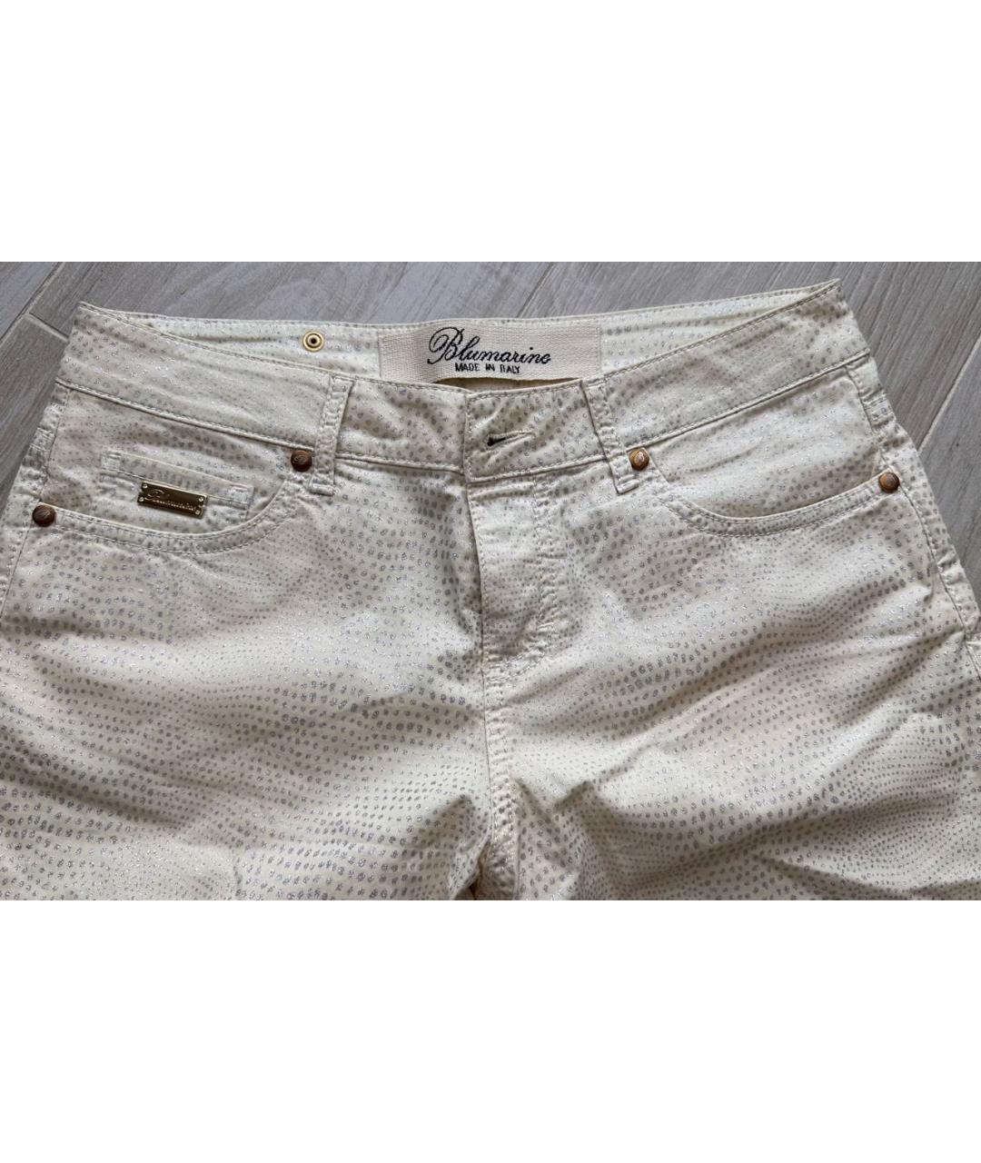 BLUMARINE Белые хлопко-эластановые брюки узкие, фото 4