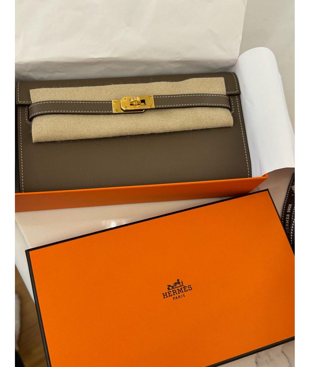 HERMES Бежевая кожаная сумка через плечо, фото 3