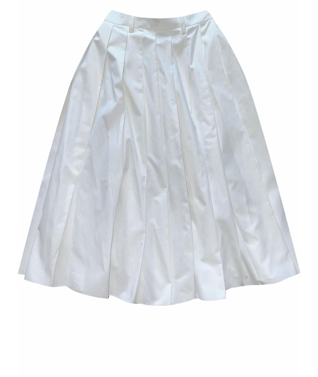 PRADA Белая хлопковая юбка миди, фото 1