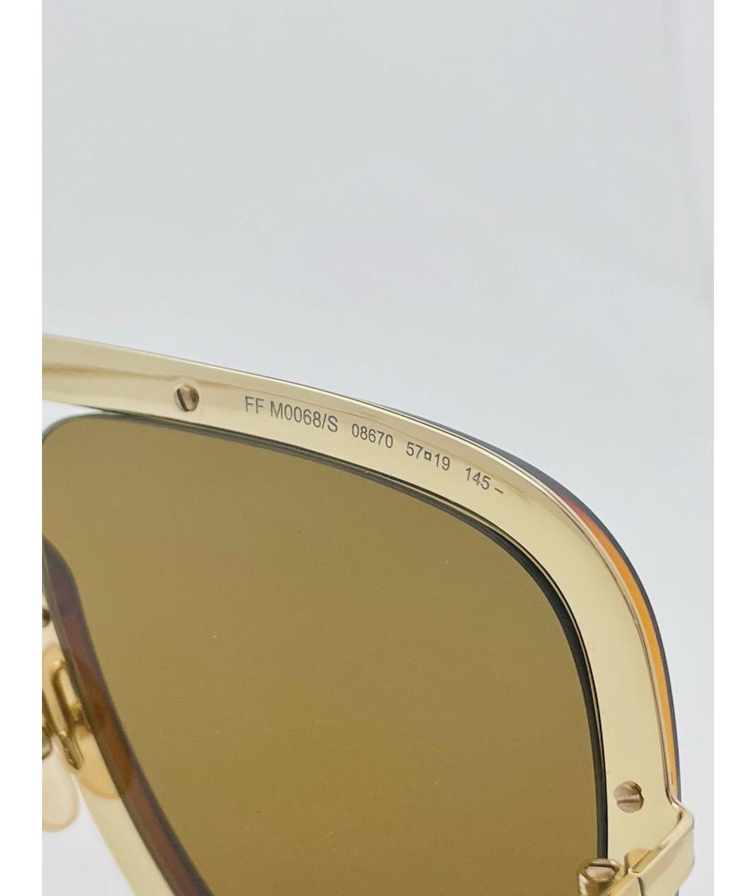 FENDI Коричневые металлические солнцезащитные очки, фото 8