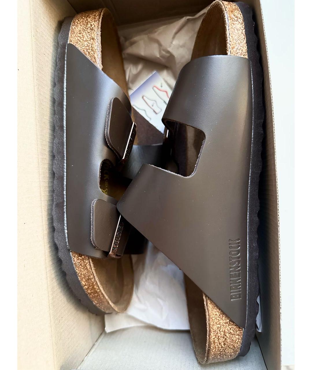 BIRKENSTOCK Коричневые кожаные сандалии, фото 5
