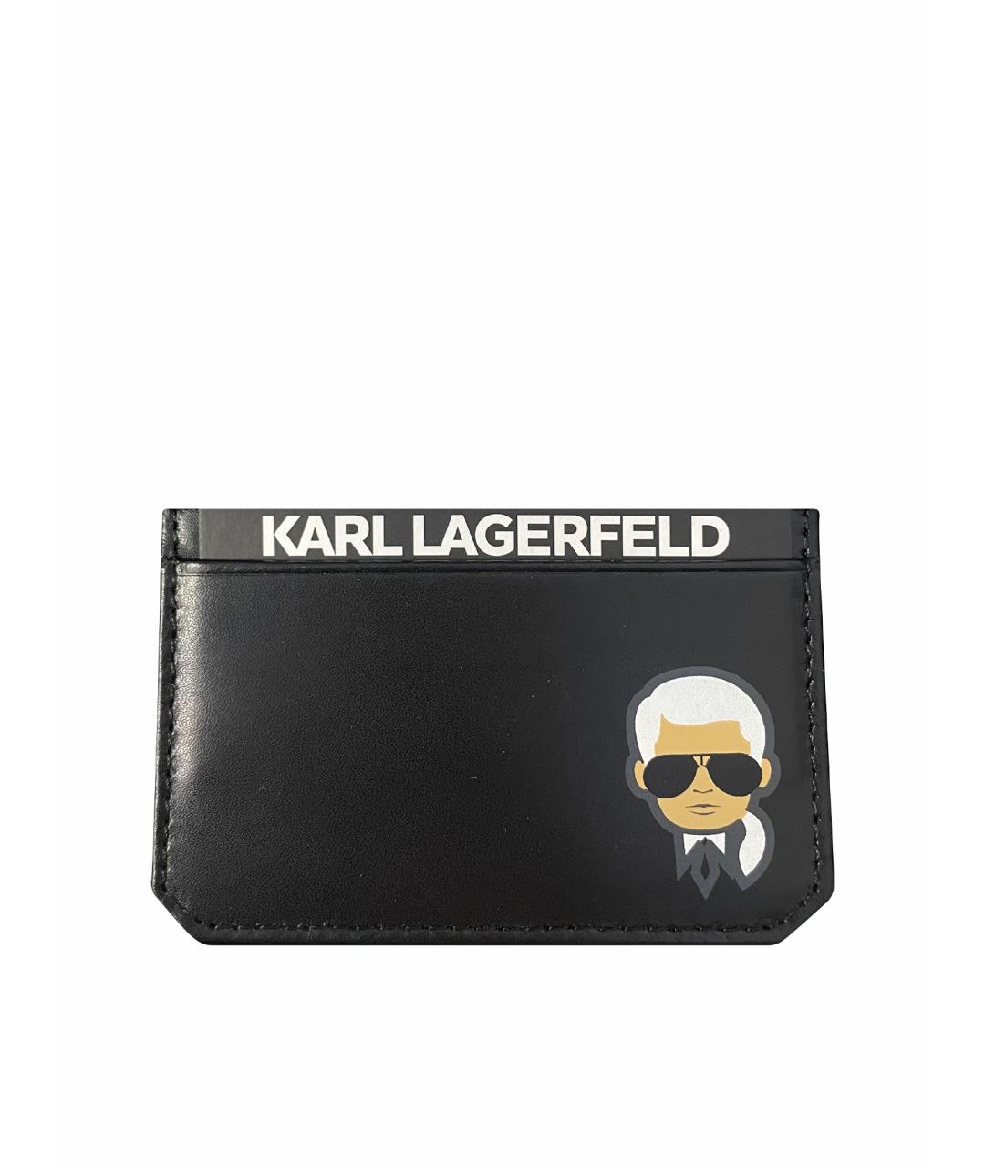 KARL LAGERFELD Черный кожаный кардхолдер, фото 1