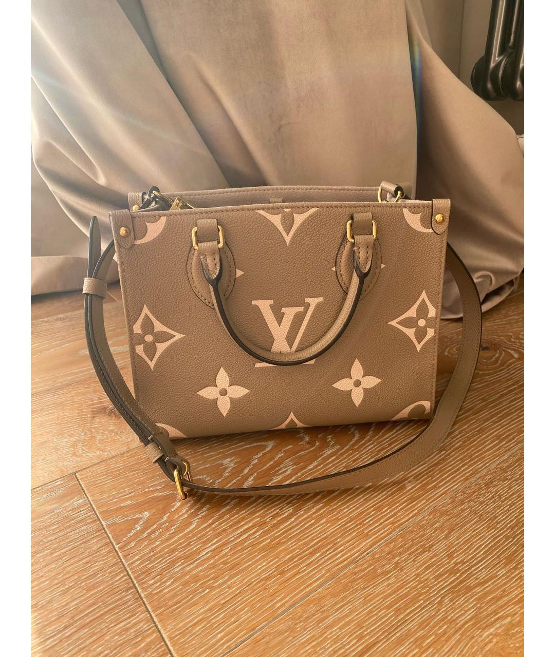 LOUIS VUITTON PRE-OWNED Бежевая кожаная сумка тоут, фото 8