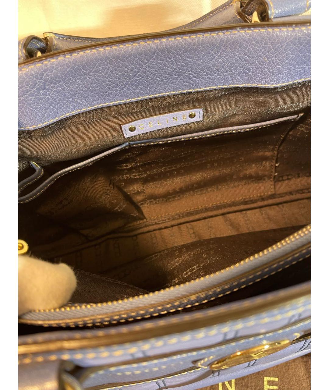 CELINE Синяя кожаная сумка с короткими ручками, фото 8