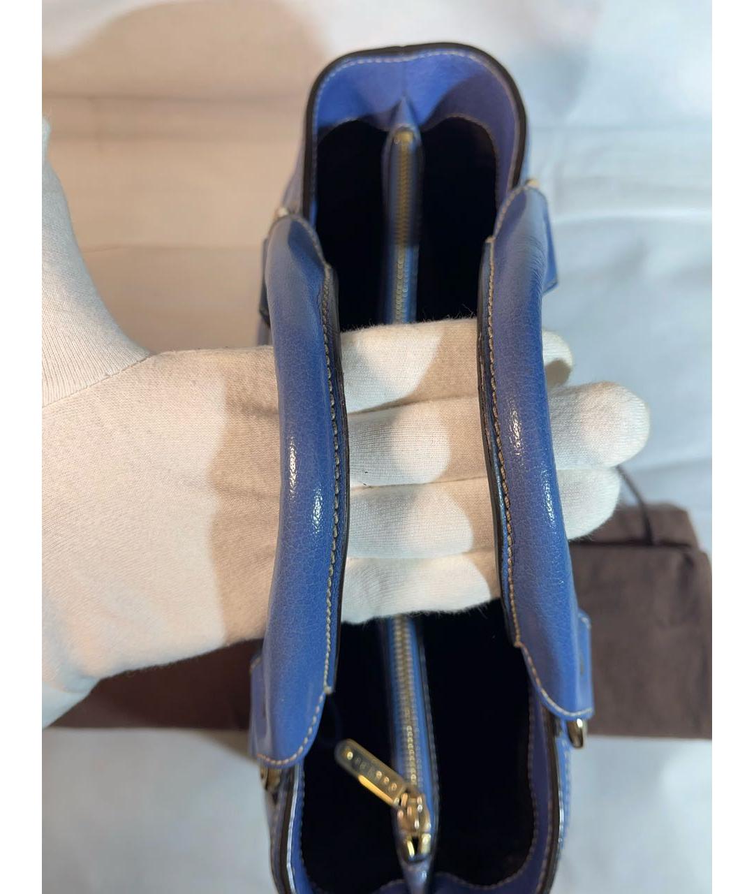 CELINE Синяя кожаная сумка с короткими ручками, фото 7