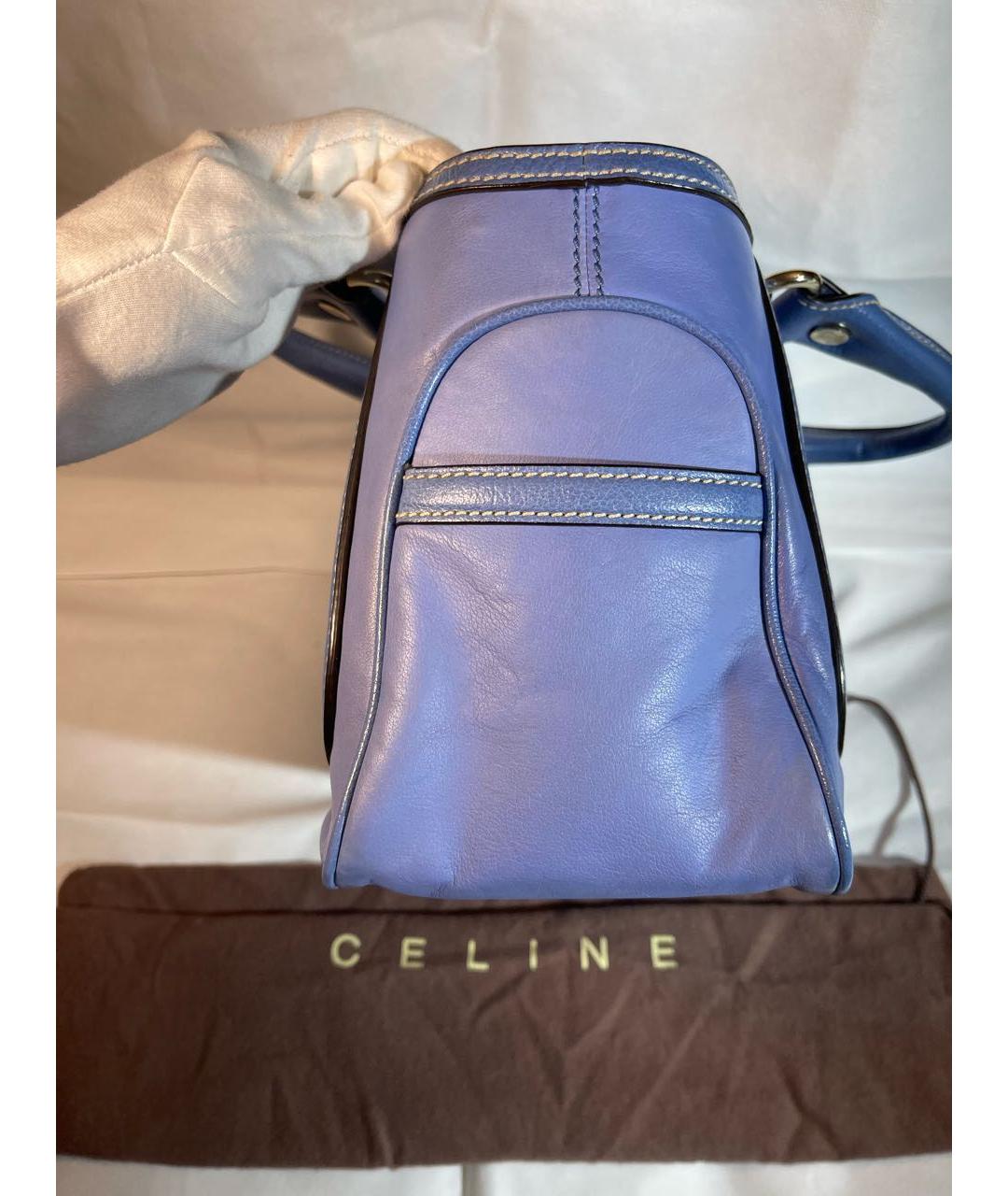 CELINE Синяя кожаная сумка с короткими ручками, фото 3