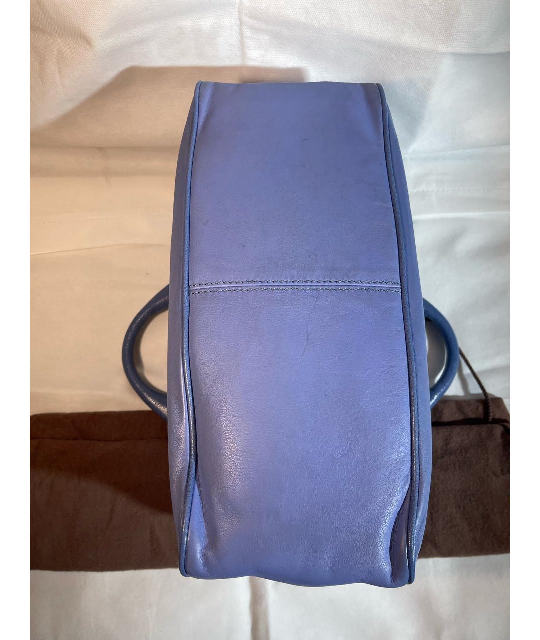 CELINE Синяя кожаная сумка с короткими ручками, фото 6