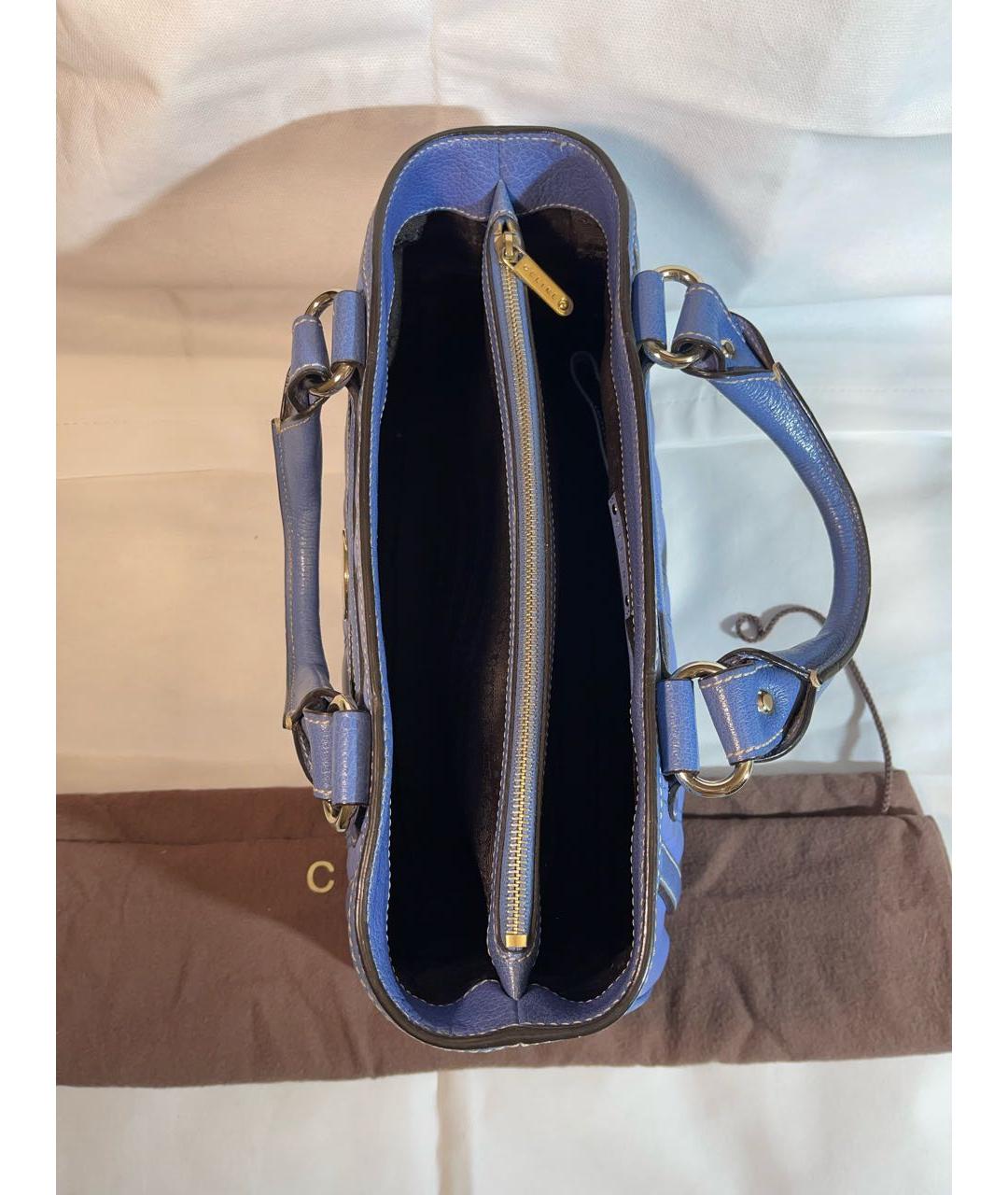 CELINE Синяя кожаная сумка с короткими ручками, фото 5