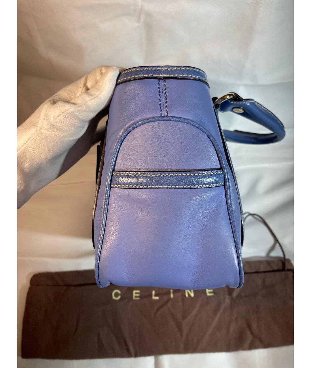 CELINE Синяя кожаная сумка с короткими ручками, фото 4