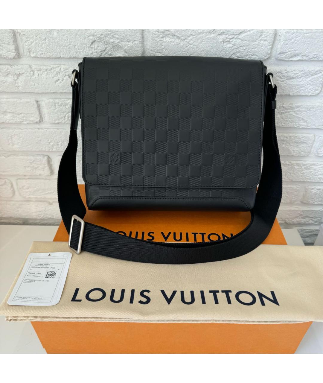 LOUIS VUITTON Черная кожаная сумка на плечо, фото 2