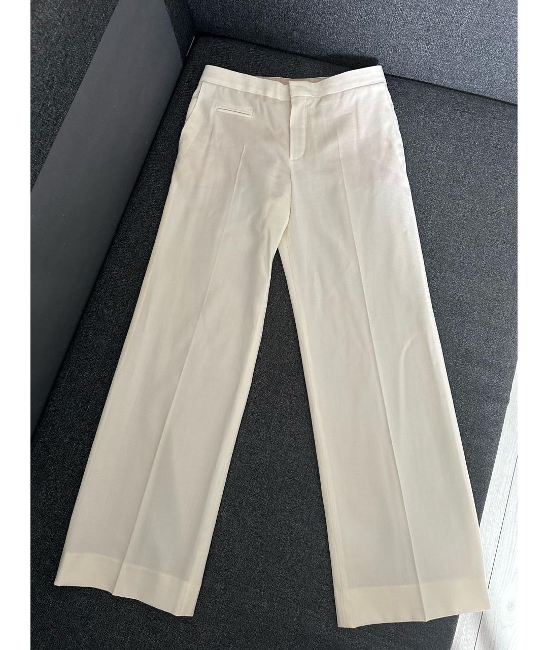 CHLOE Белые льняные прямые брюки, фото 6