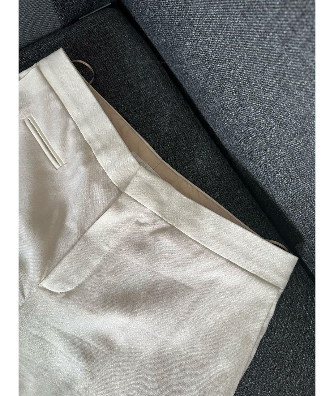 CHLOE Белые льняные прямые брюки, фото 2