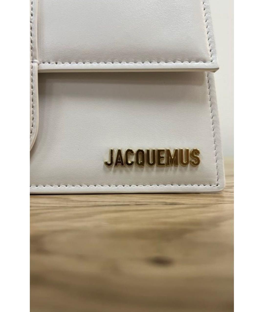 JACQUEMUS Белая кожаная сумка с короткими ручками, фото 3