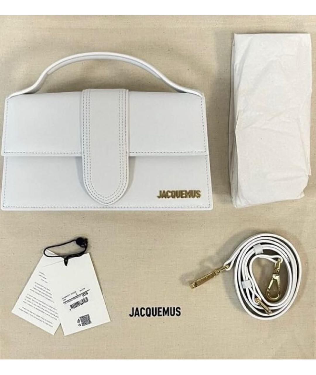 JACQUEMUS Белая кожаная сумка с короткими ручками, фото 9