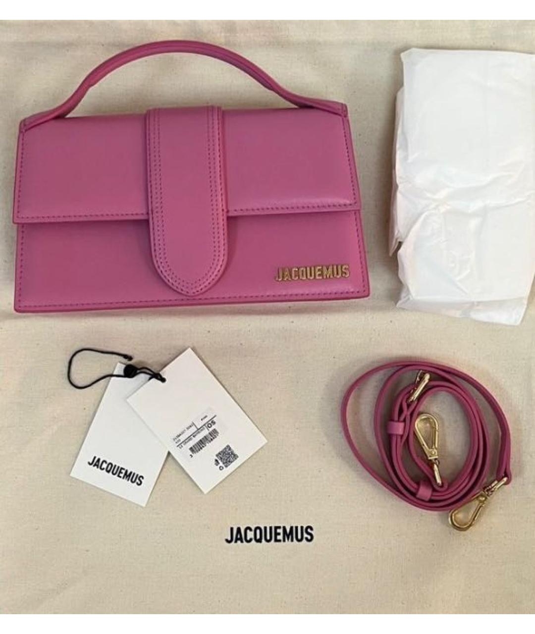 JACQUEMUS Розовая кожаная сумка с короткими ручками, фото 9