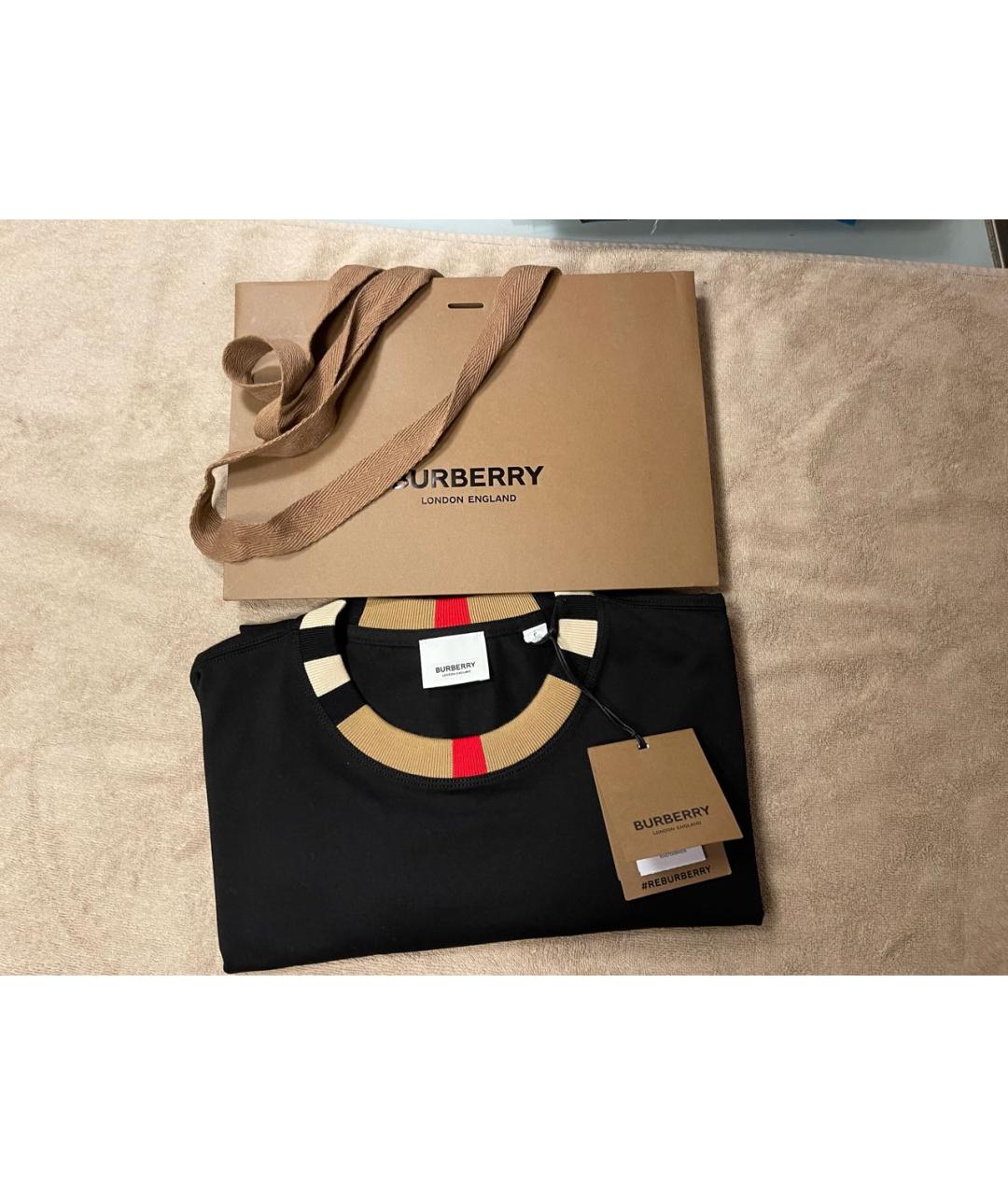 BURBERRY Черная хлопковая футболка, фото 5