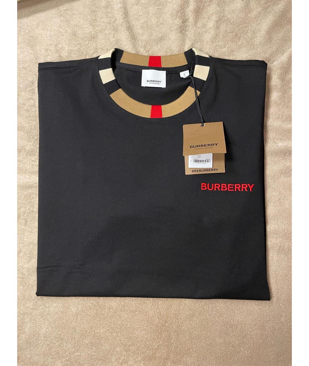 BURBERRY Черная хлопковая футболка, фото 8