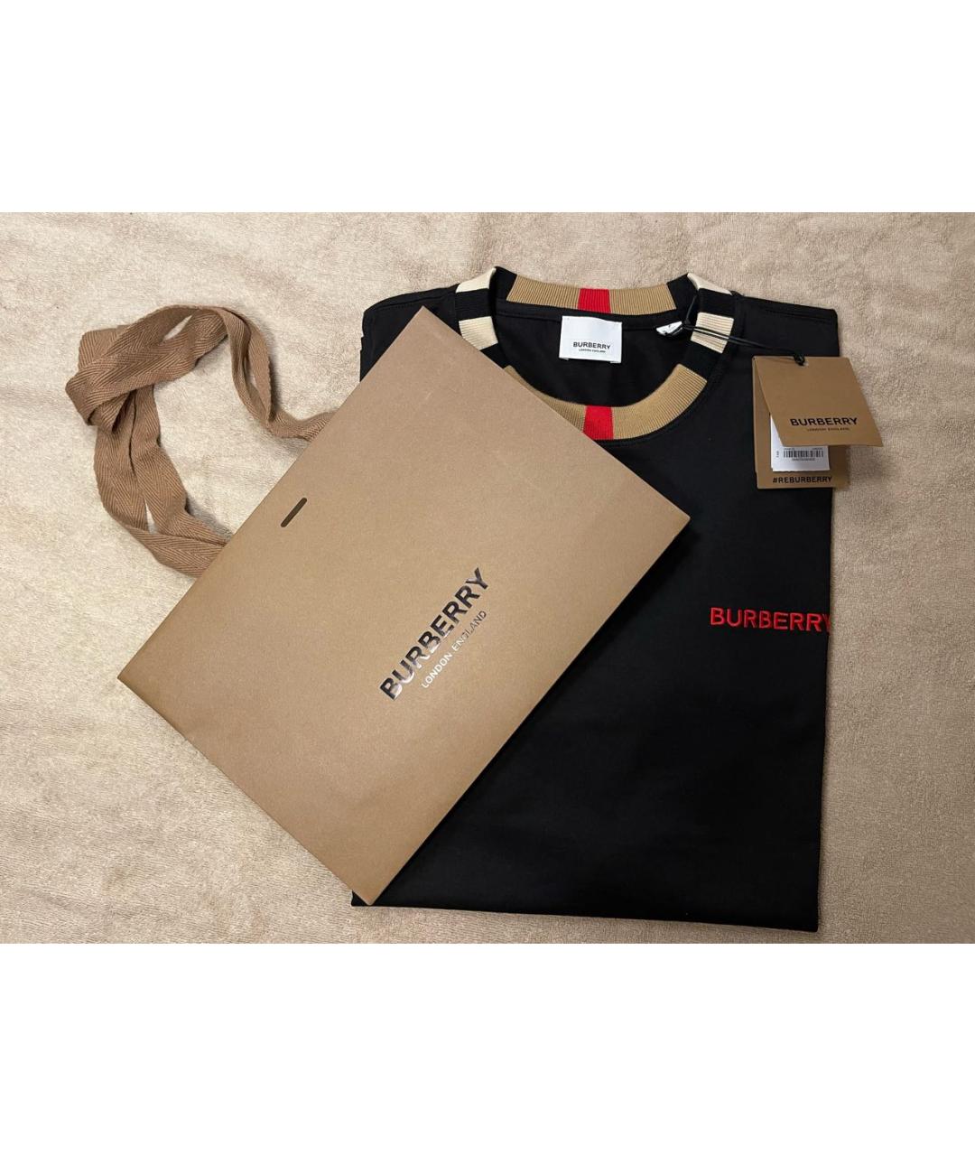 BURBERRY Черная хлопковая футболка, фото 9