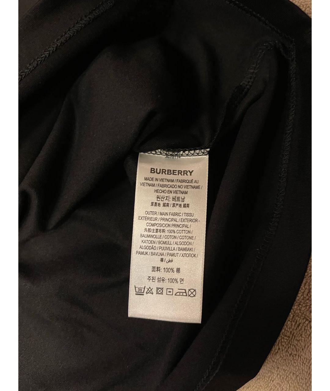 BURBERRY Черная хлопковая футболка, фото 7