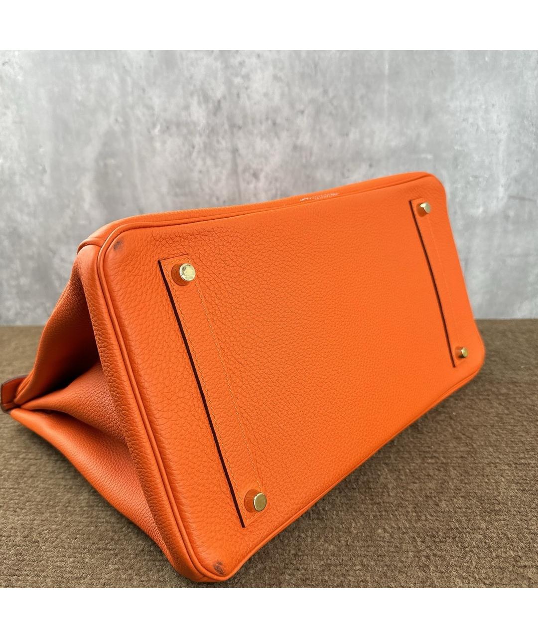 HERMES PRE-OWNED Оранжевая кожаная сумка с короткими ручками, фото 5