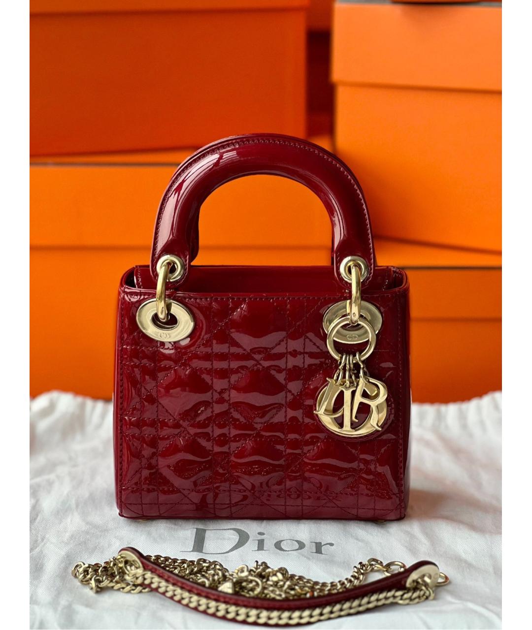 CHRISTIAN DIOR PRE-OWNED Красная кожаная сумка с короткими ручками, фото 9
