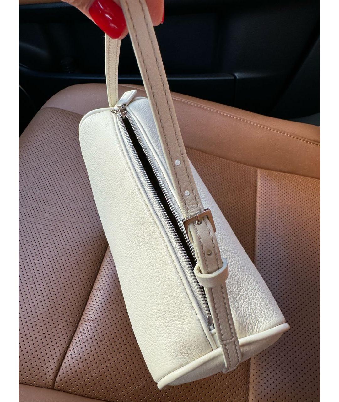 THE ROW Белая кожаная сумка с короткими ручками, фото 2