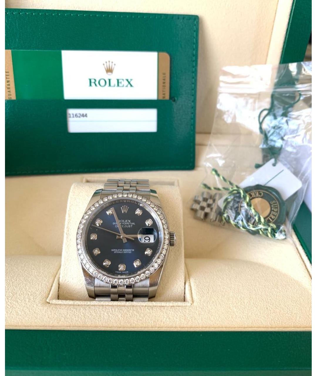 ROLEX Темно-синие металлические часы, фото 5
