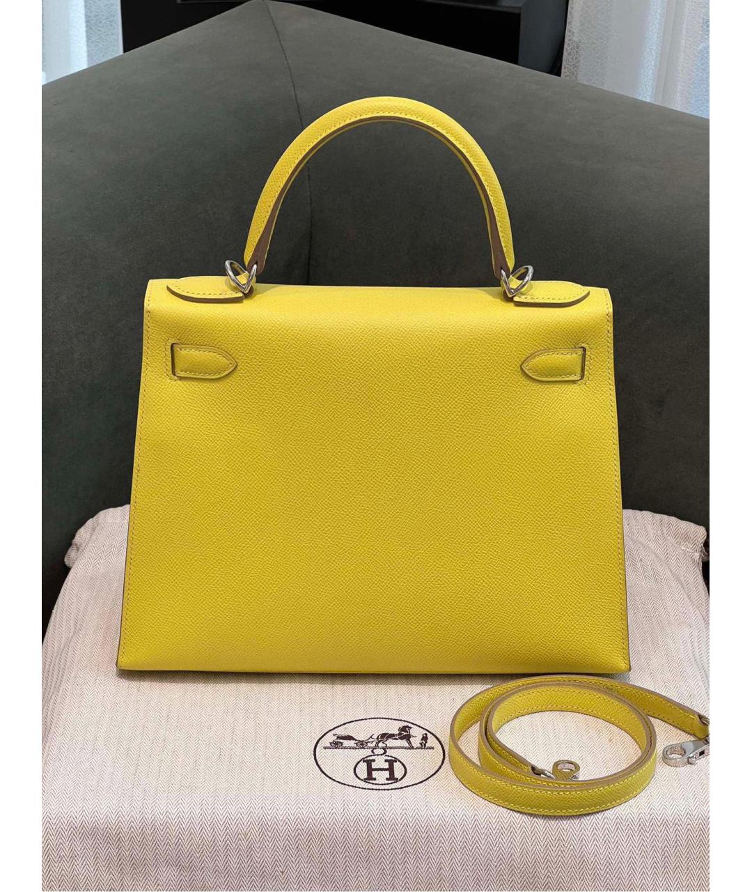 HERMES PRE-OWNED Желтая кожаная сумка с короткими ручками, фото 2
