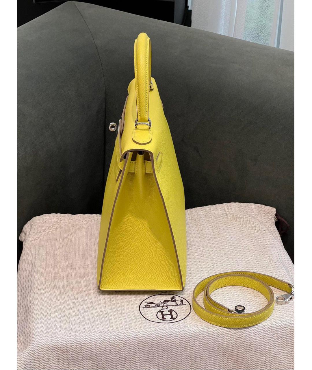 HERMES PRE-OWNED Желтая кожаная сумка с короткими ручками, фото 4
