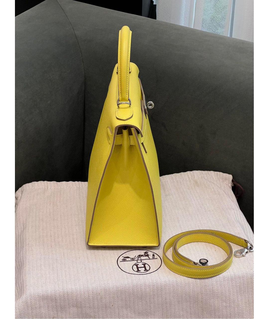 HERMES PRE-OWNED Желтая кожаная сумка с короткими ручками, фото 3