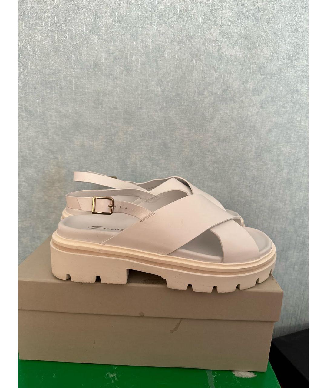 SANTONI Белые кожаные сандалии, фото 9