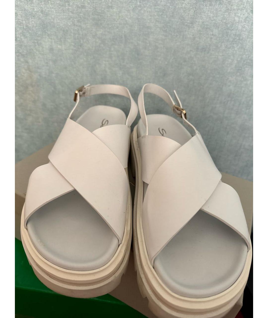 SANTONI Белые кожаные сандалии, фото 8
