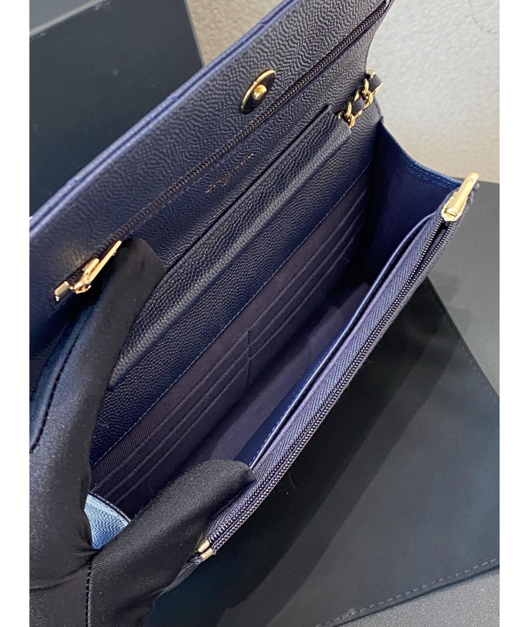 CHANEL PRE-OWNED Темно-синяя кожаная сумка через плечо, фото 6