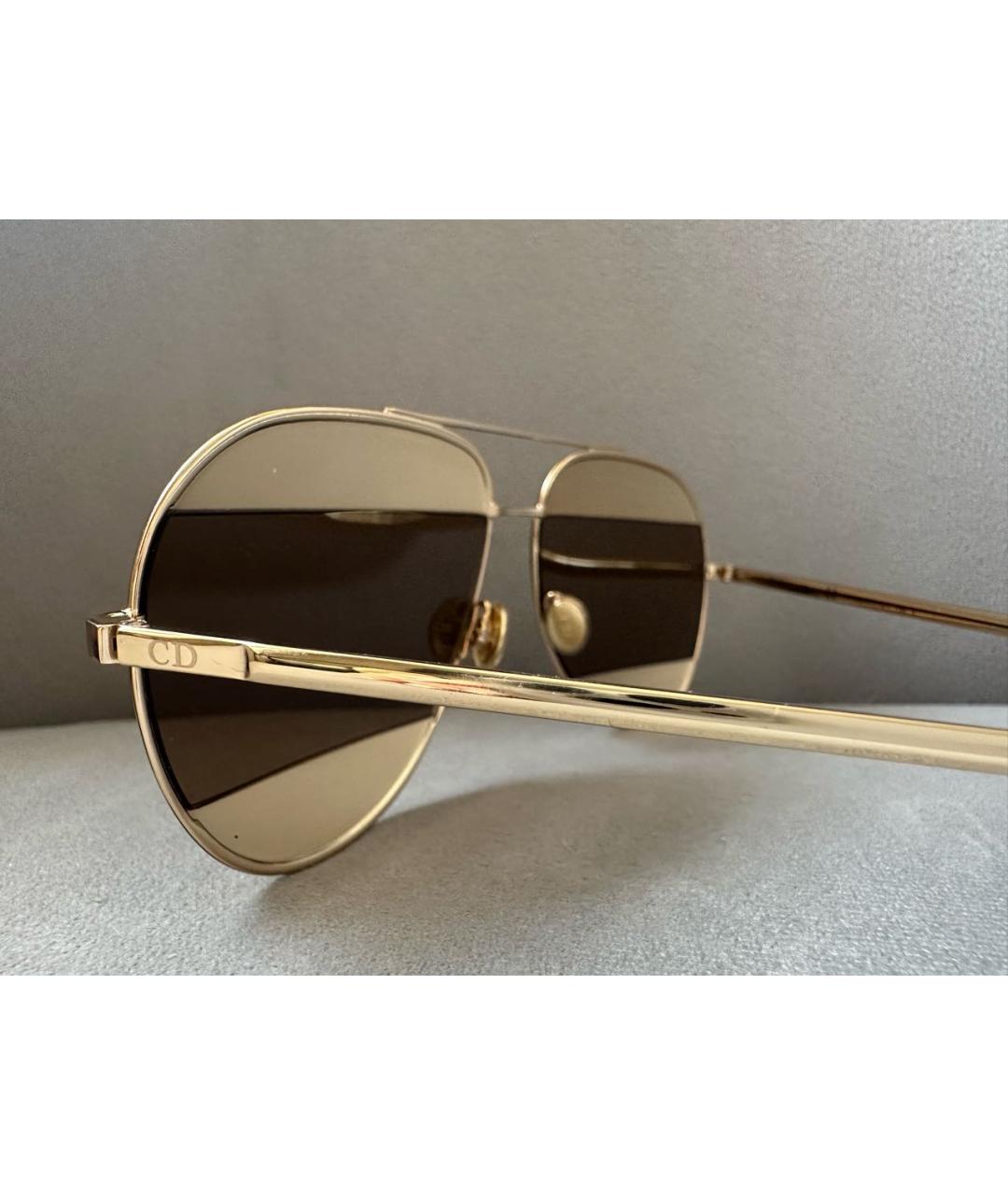 CHRISTIAN DIOR Золотые металлические солнцезащитные очки, фото 4