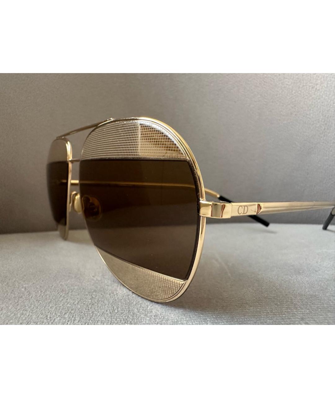 CHRISTIAN DIOR Золотые металлические солнцезащитные очки, фото 3