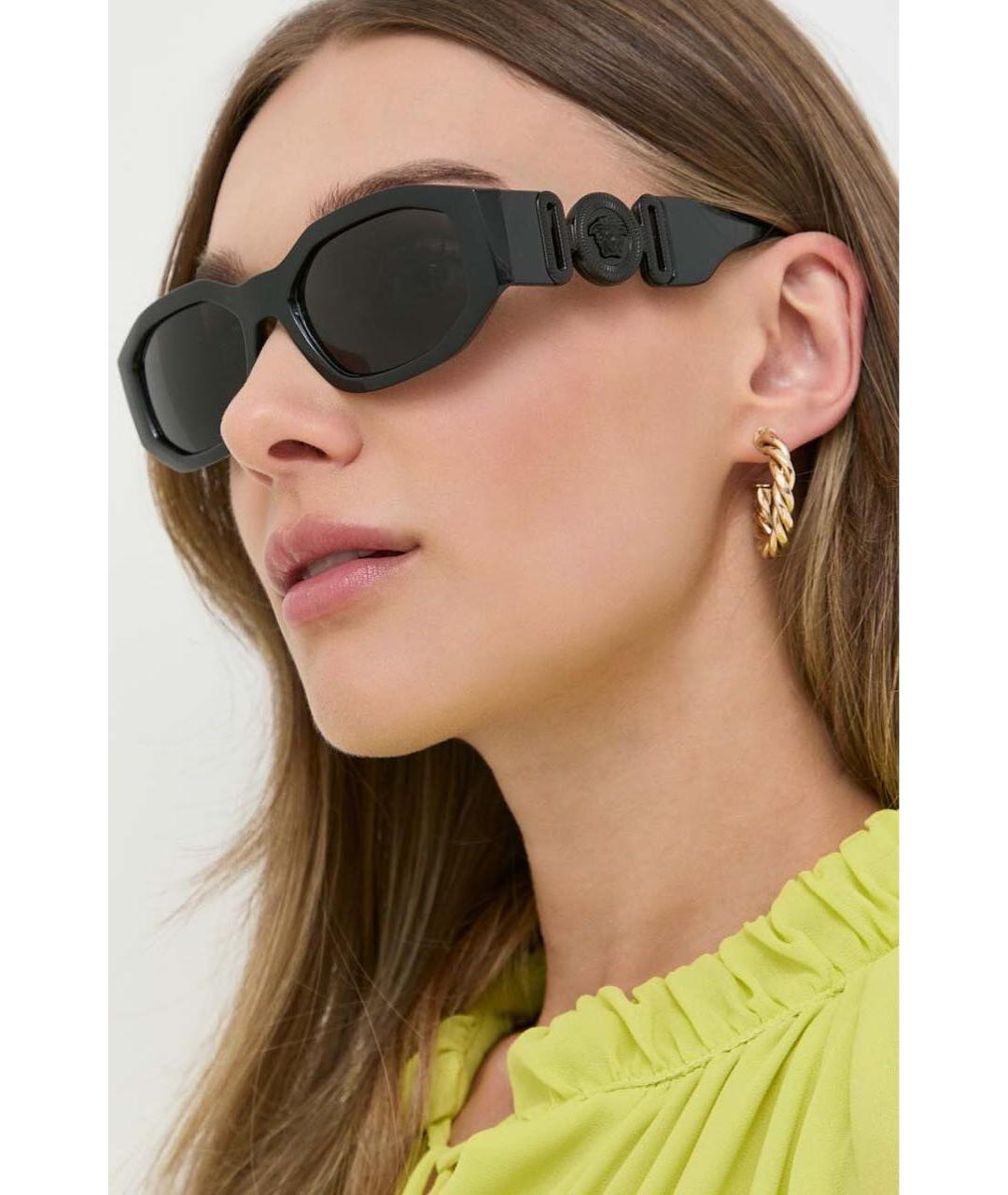 VERSACE Черные пластиковые солнцезащитные очки, фото 2