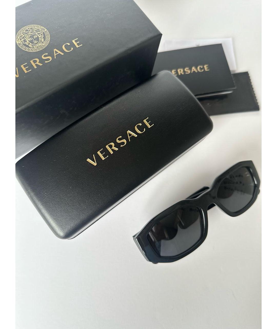 VERSACE Черные пластиковые солнцезащитные очки, фото 4